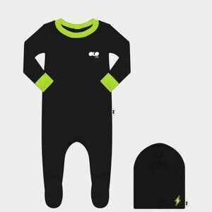 OLO BLAZE FOOTIE BEANIE SET NEON